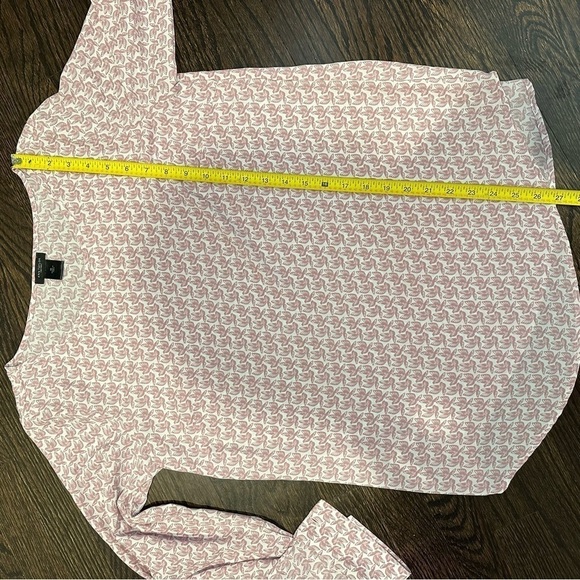 Ann Taylor Long-sleeve Mauve Pink Cream Bird Print Flowy Blouse Size Medium - Picture 8 of 9